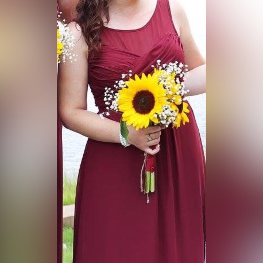 Alfred Angelo Burgundy/Maroon Halter/Round Neck Bridesmaid Dress - Picture 7 of 7